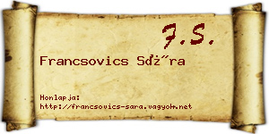 Francsovics Sára névjegykártya